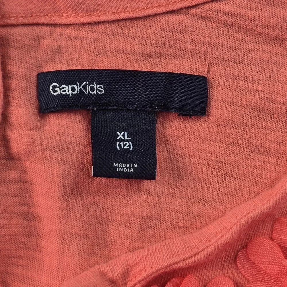 GapKids 2 Piece Outfit Girls XL 12 Coral Pink Floral Applique Top & Skinny Jeans